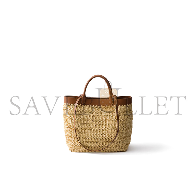 PRADA SMALL CROCHET AND LEATHER TOTE BAG 1BG500 (26*25*14cm)
